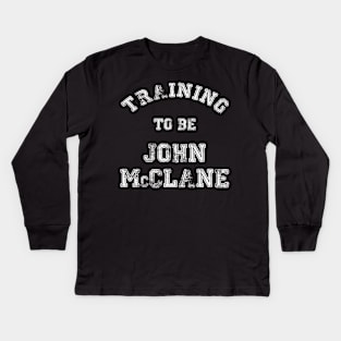 Training to be... John McClane White Kids Long Sleeve T-Shirt